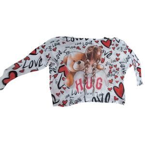 FREE for Humanity made in Italy Batwing Teddy Bear Hug Love Light Sweater M